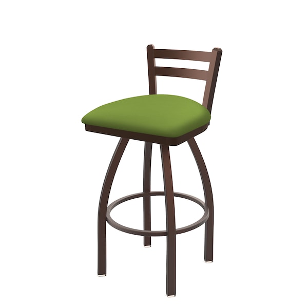 25" Low Back Swivel Counter Stool, Bronze Finish, Canter Kiwi Green Seat